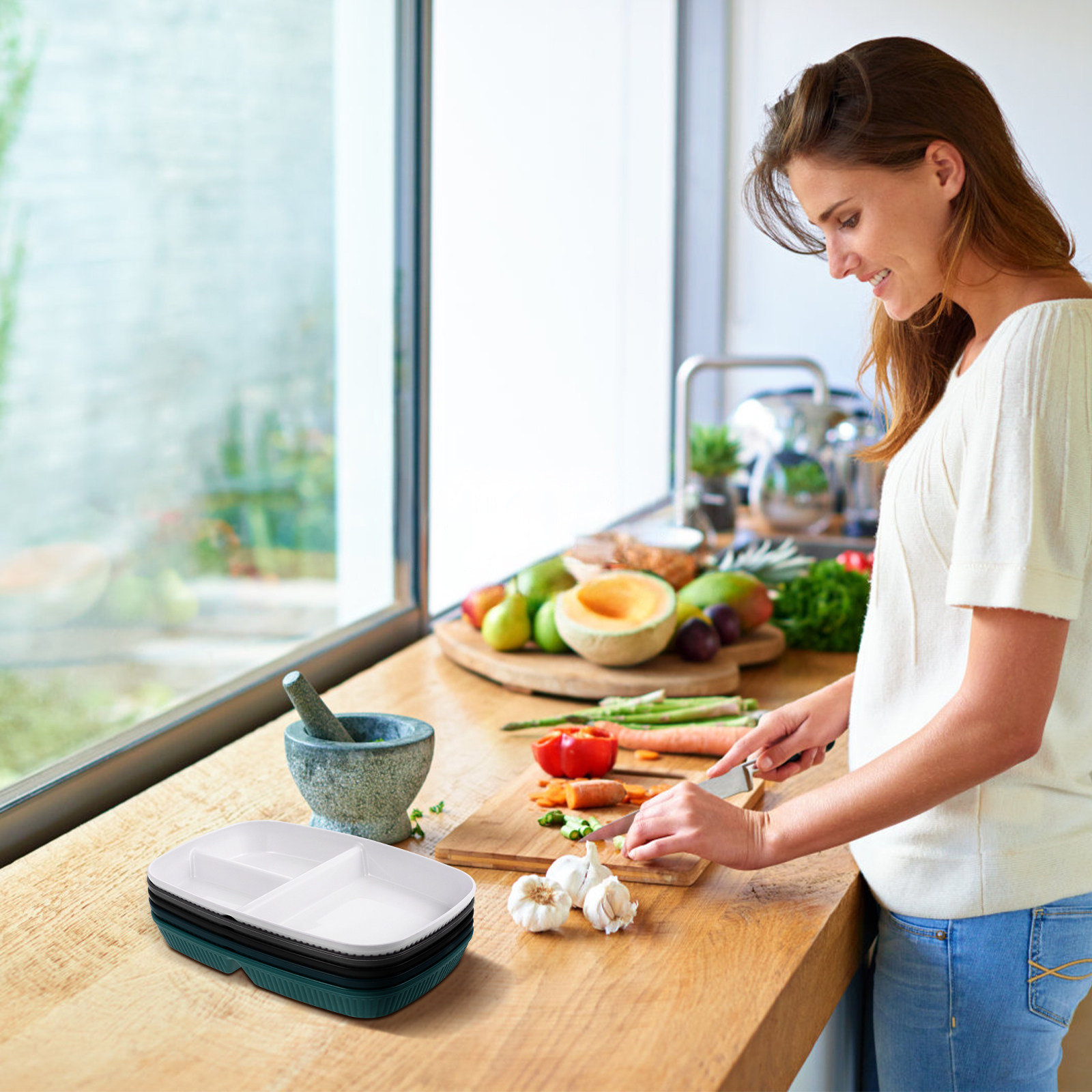 Meal Prep Diet - Juego de 5 Platos Divididos para