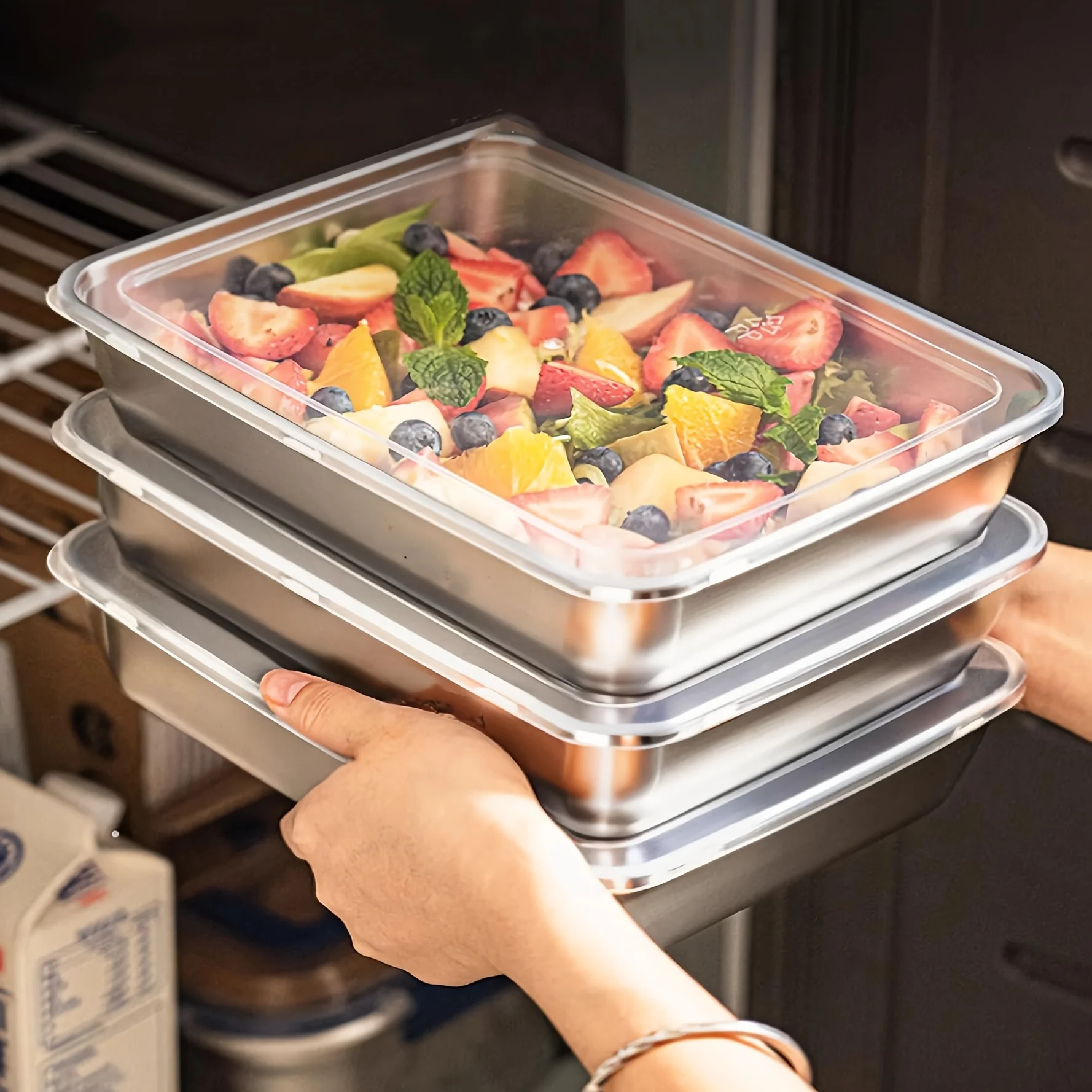 Meal Prep Lunch Boxes - Juego de 3 Recipientes de Acero