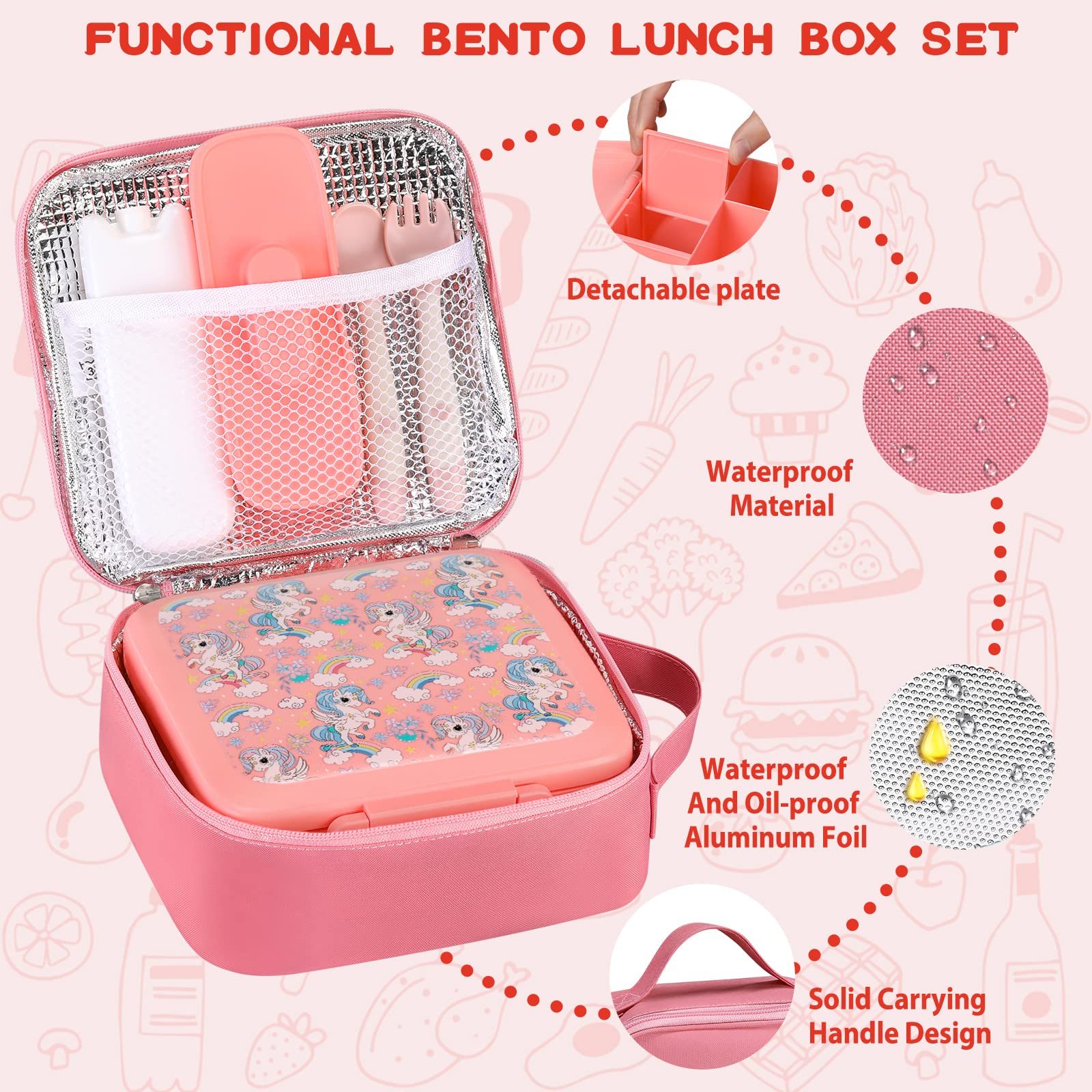 Fiambrera Bento para niños con - Meal Prep Lunch Boxes reseña y precio
