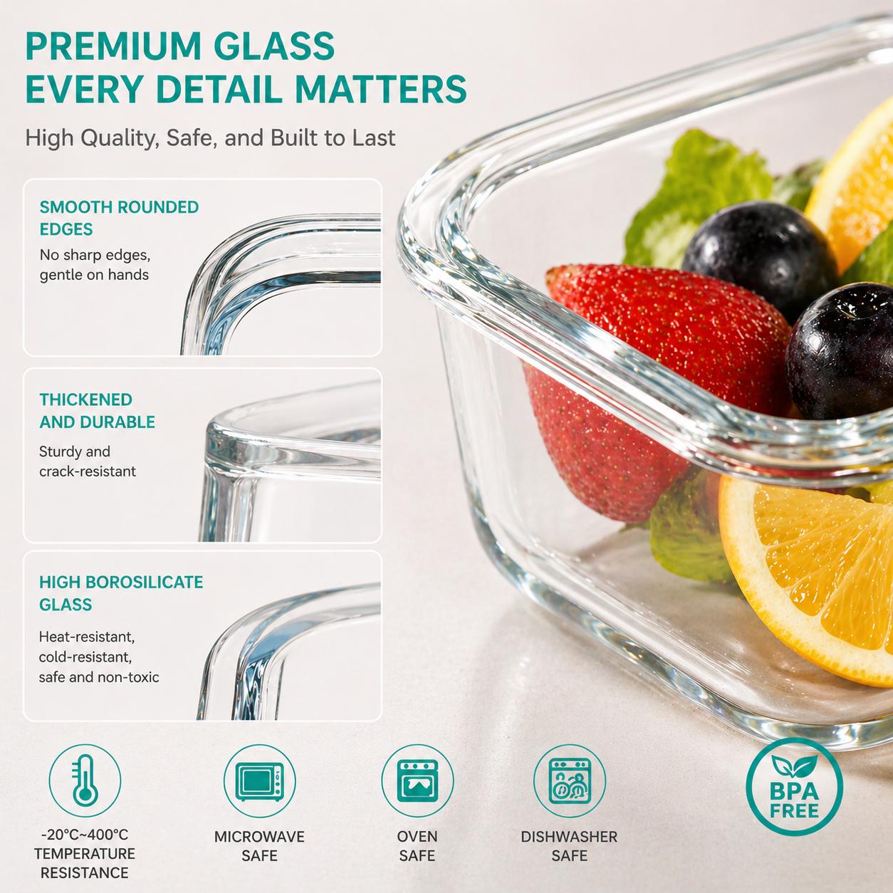 16 recipientes de vidrio sella - Meal Prep Lunch Boxes reseña y precio