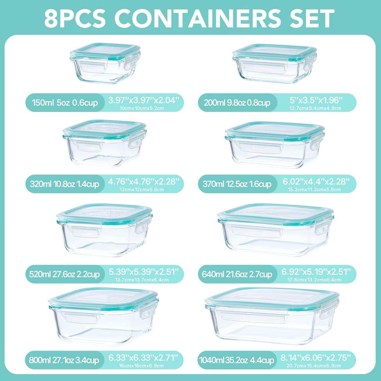 16 recipientes de vidrio sella - Meal Prep Lunch Boxes reseña y precio