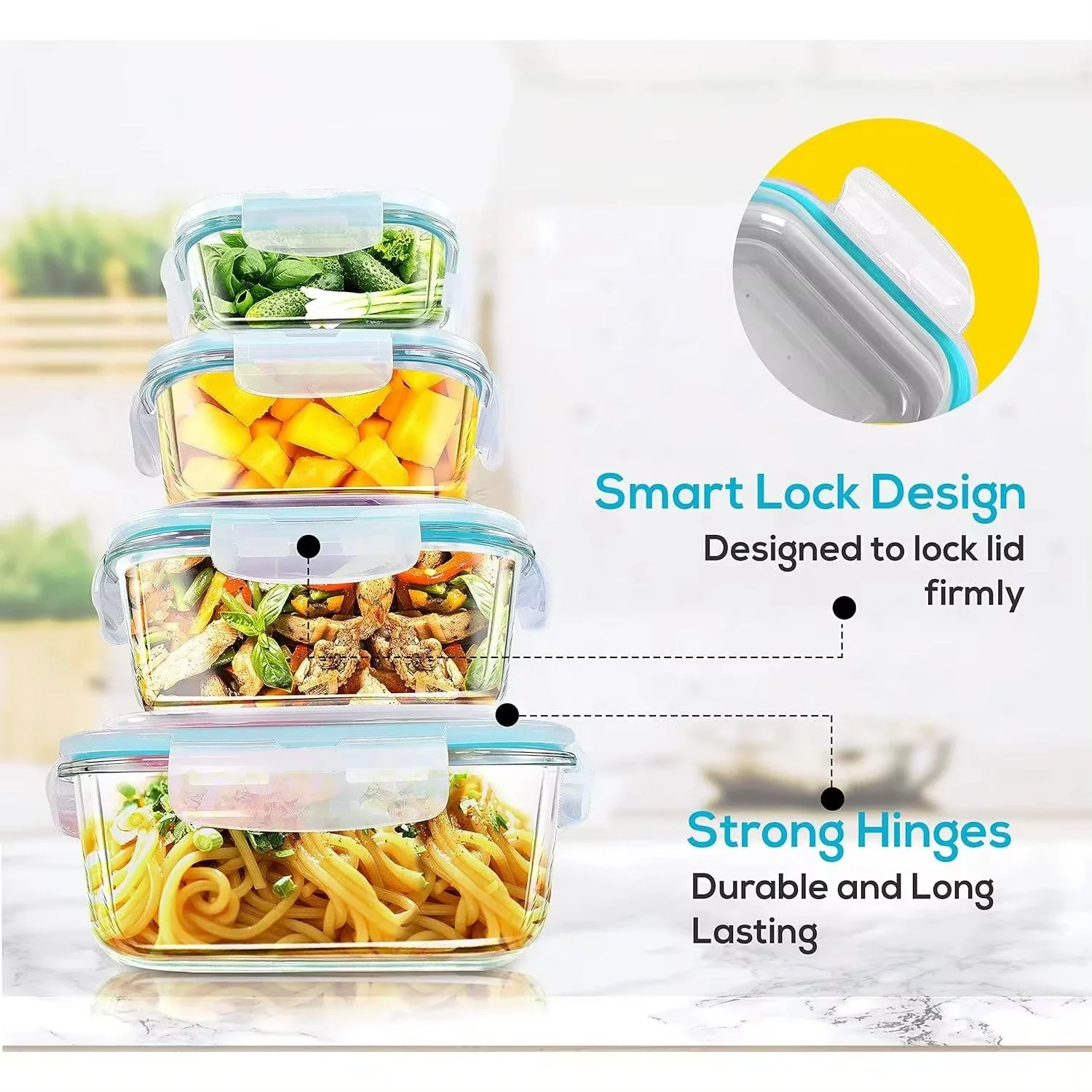Fiambrera de vidrio, contenedo - Meal Prep Lunch Boxes reseña y precio