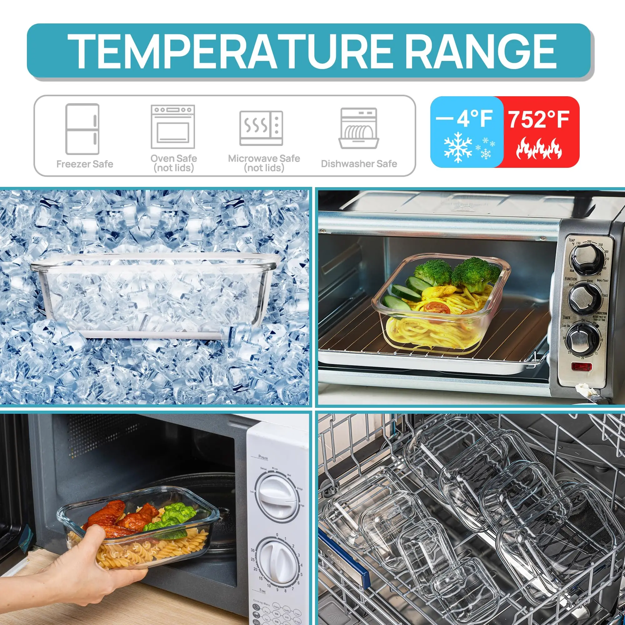 Fiambrera de vidrio, contenedo - Meal Prep Lunch Boxes reseña y precio